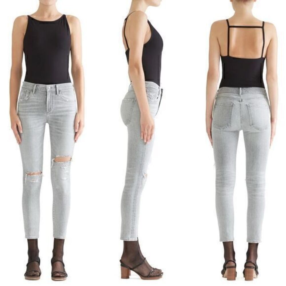 AGOLDE Sophie High-Rise Crop Jeans in Portland Destruct